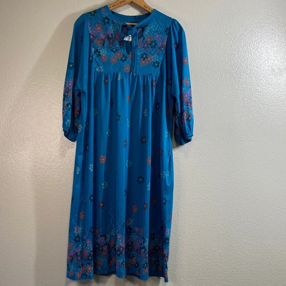 LORAC Blue Floral Long Sleeve Dress - Picture 2 of 7